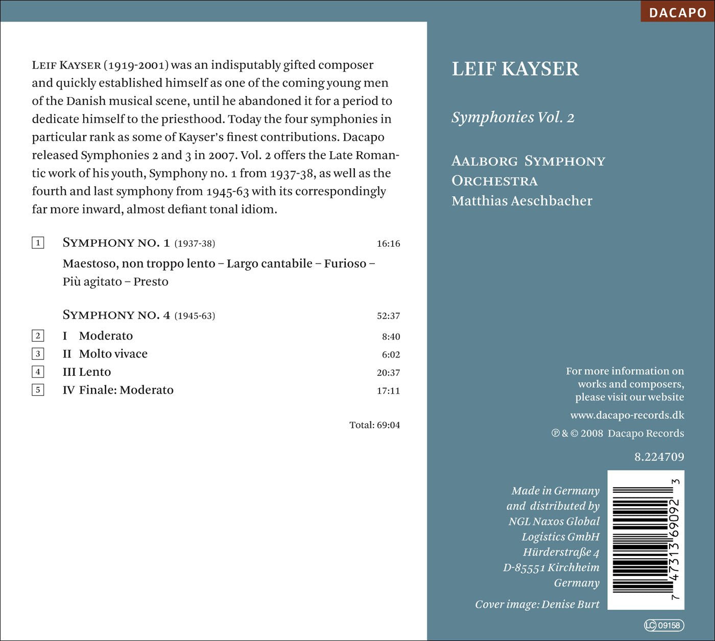 Kayser, L.: Symphonies, Vol. 2  - Nos. 1 and 4