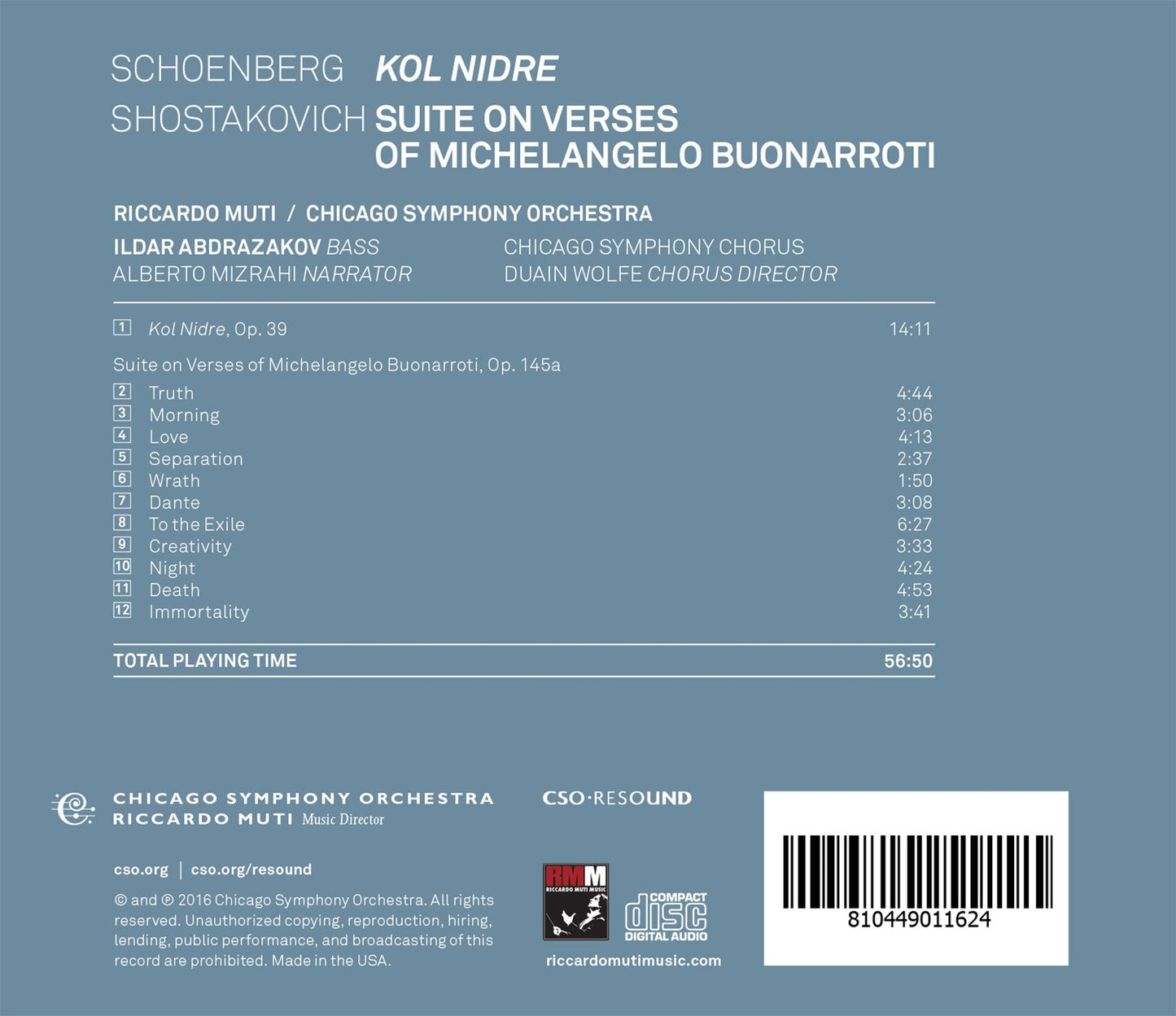 Schoenberg: Kol Nidre - Shostakovich: Suite on Verses of Mic