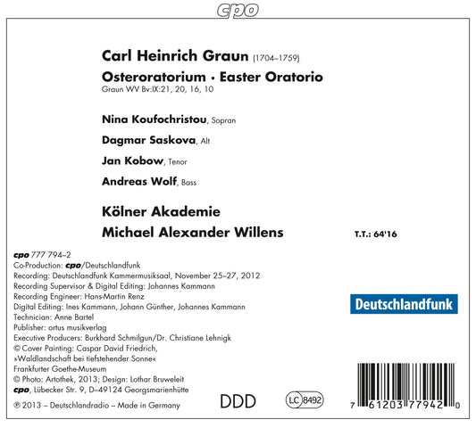 Graun, C.H.: Easter Oratorio