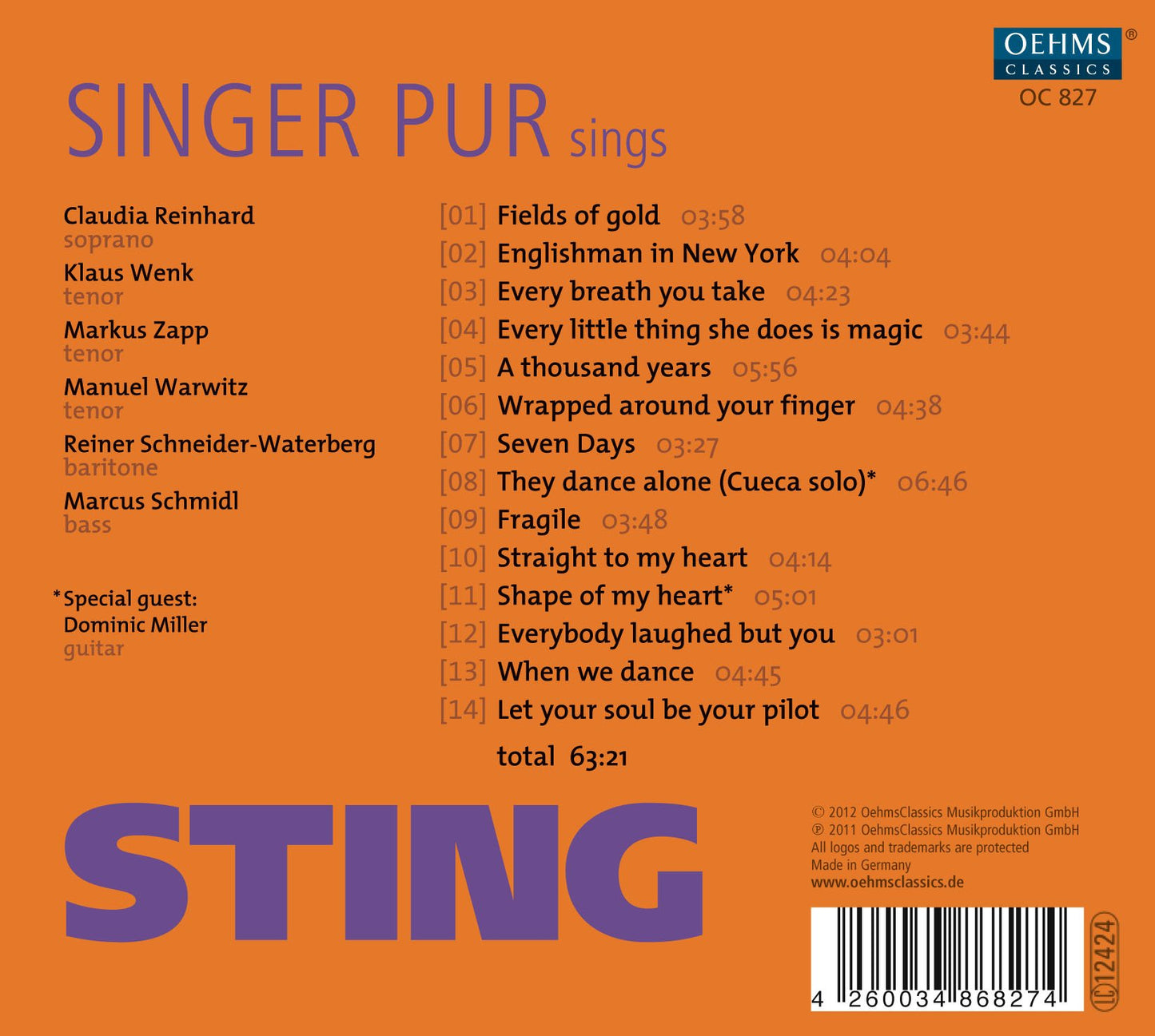 SINGER PUR SINGS STING