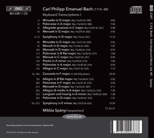 C.P.E. Bach: The Solo Keyboard Music, Vol. 40