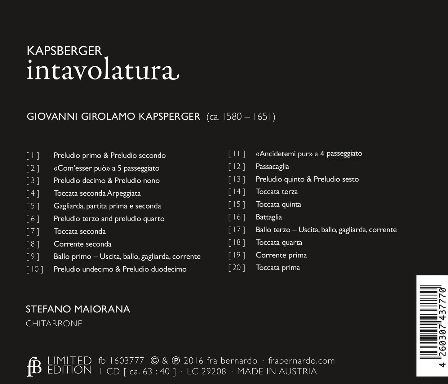 Kapsperger: intavolatura