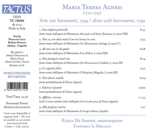 Agnesi: Arias with Instruments, 1749