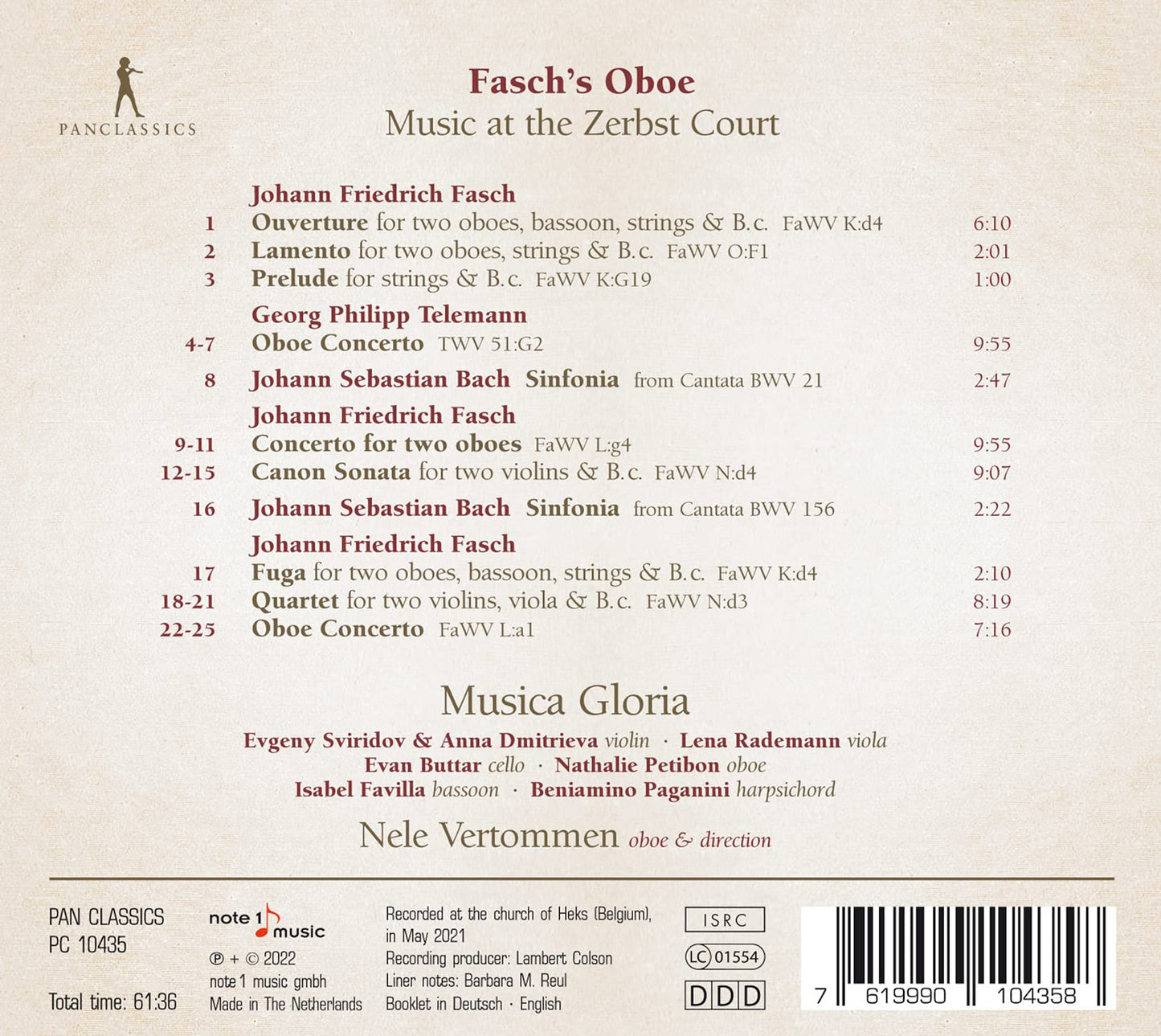 J.S. Bach, Fasch & Telemann: Fasch's Oboe - Music at the Zer