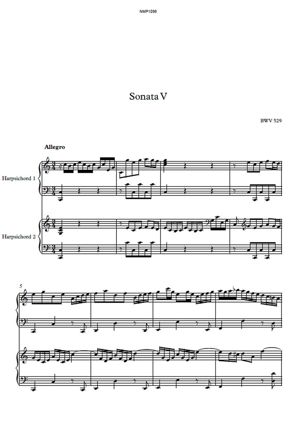 SONATA NO. 5 IN C MAJOR