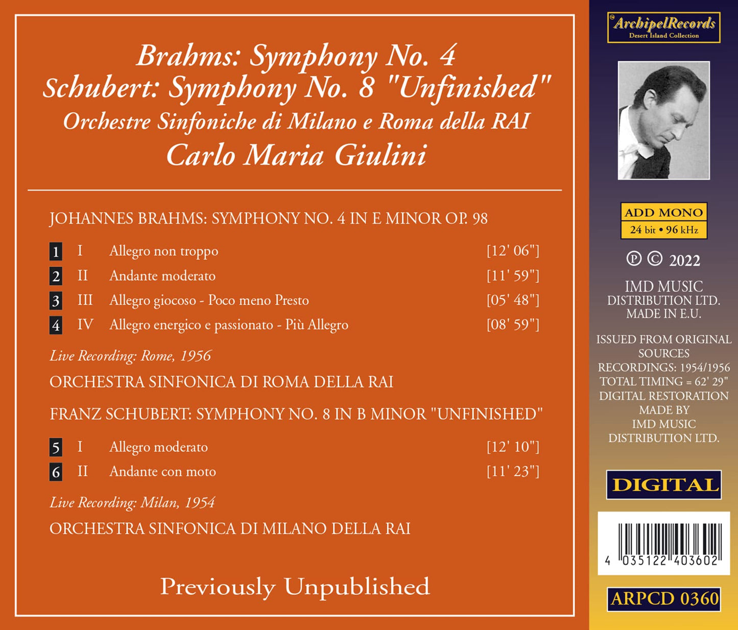 SINFONIE NR. 4 SCHUBERT NO. 8