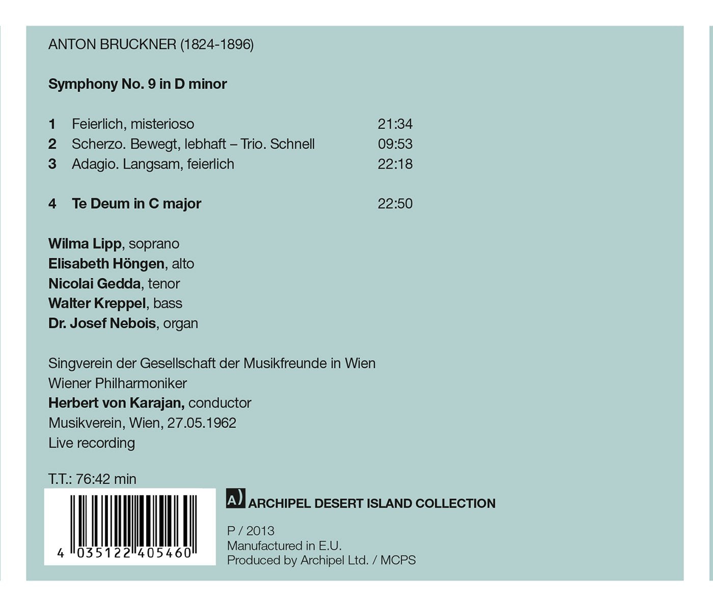 Bruckner: Symphony No. 9, WAB 109 & Te Deum, WAB 45