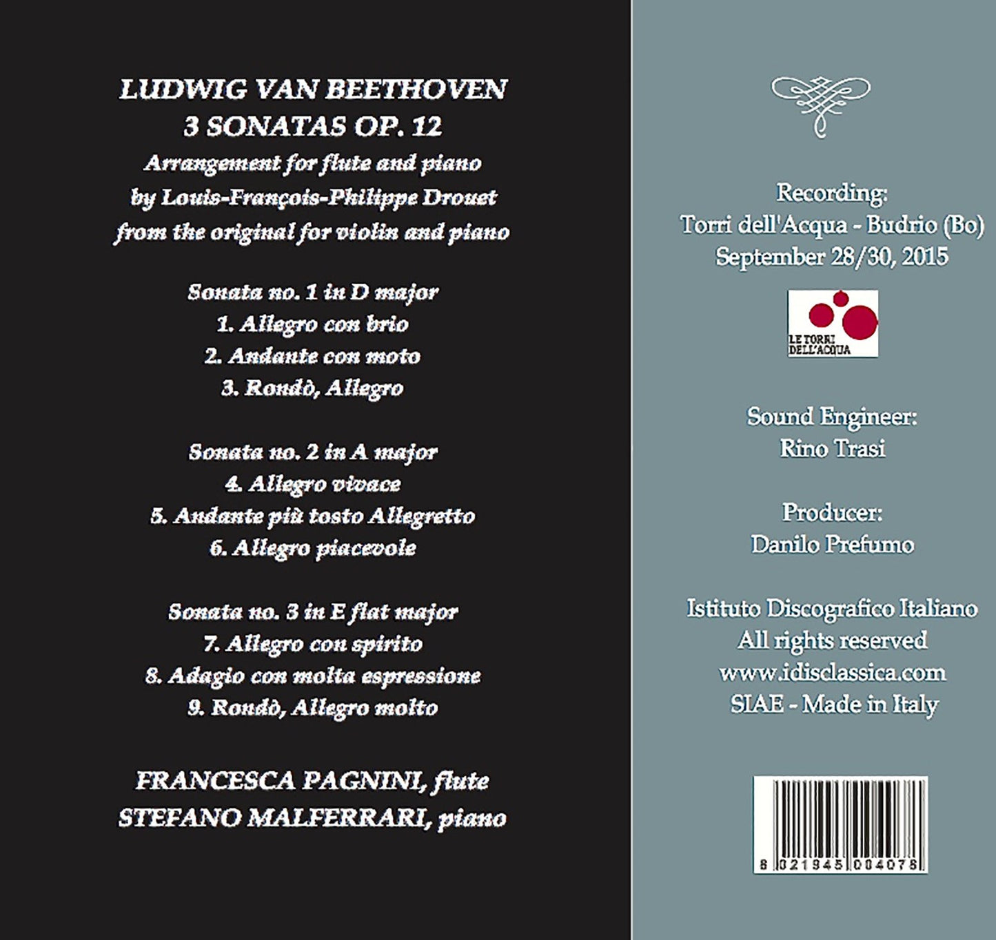 Beethoven: Violin Sonatas Nos. 1-3, Op. 12 (Arr. L. Drouet f