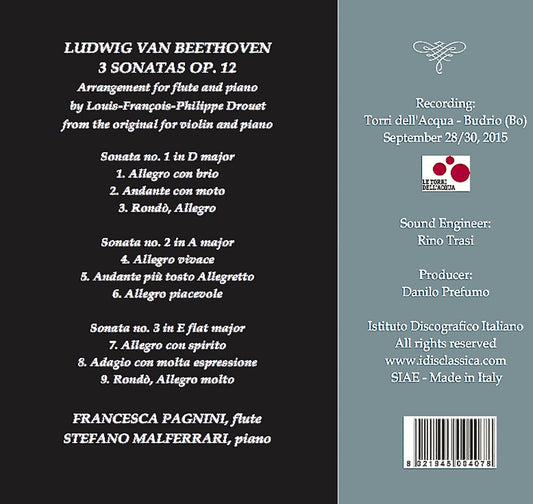 Beethoven: Violin Sonatas Nos. 1-3, Op. 12 (Arr. L. Drouet f