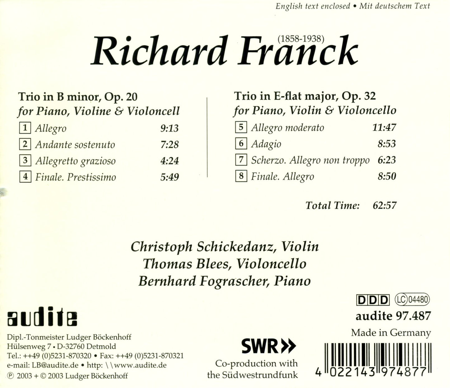 PIANO TRIO OP. 20 & OP. 32