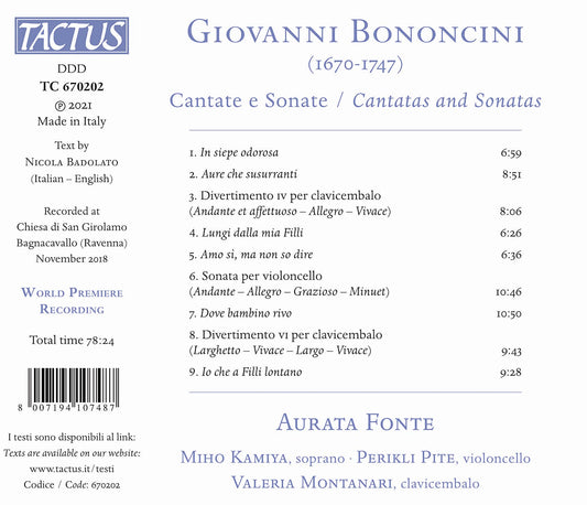 Bononcini: Cantate E Sonate