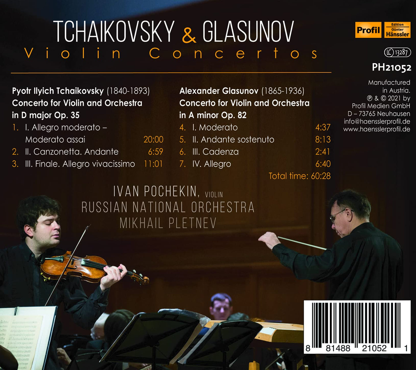 Tchaikovsky & Glasunov: Violin Concertos