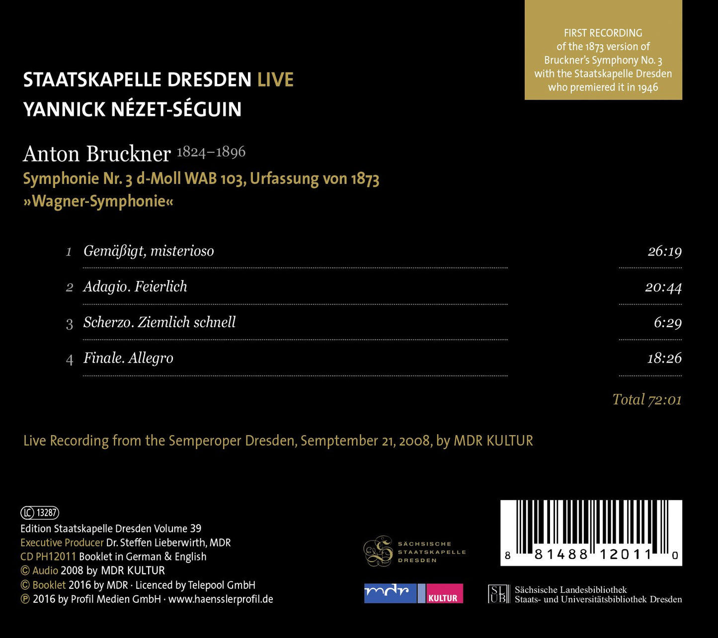 Bruckner: Symphony No. 3 in D Minor, WAB 103 "Wagner Symphon