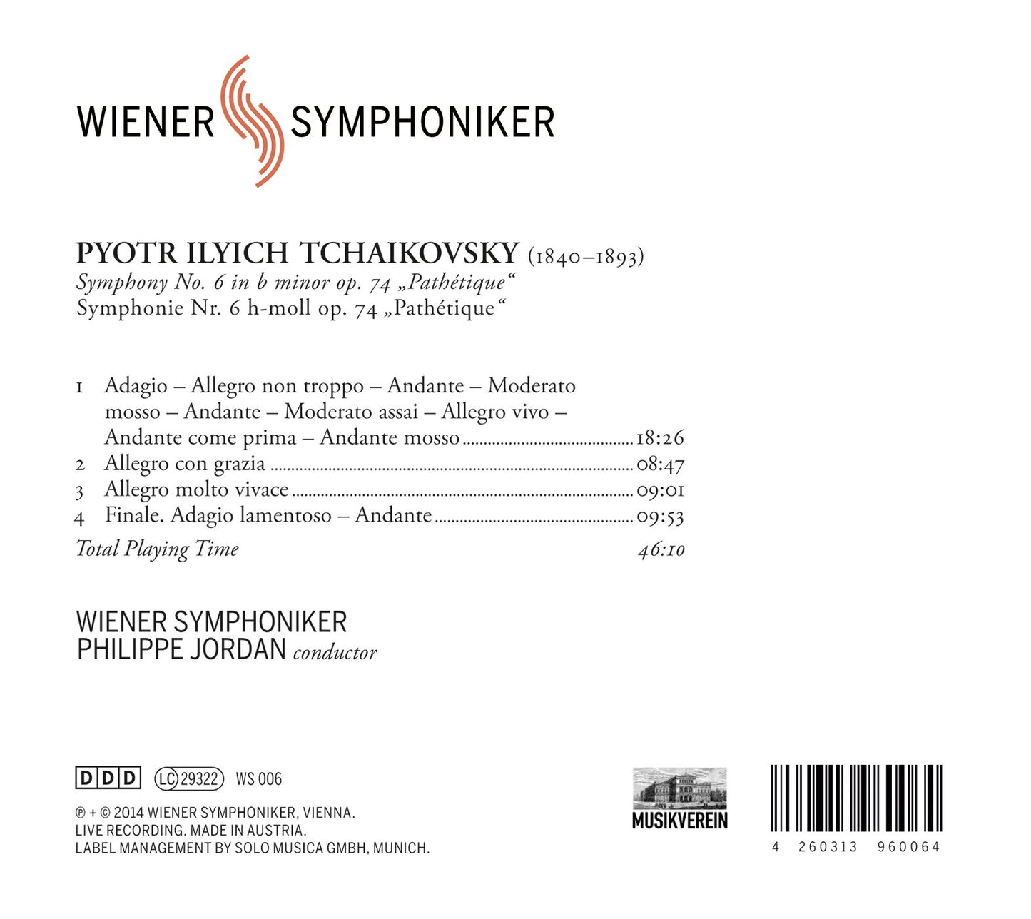 Tchaikovsky: Symphony No. 6 in B Minor, Op. 74 "Pathétique"