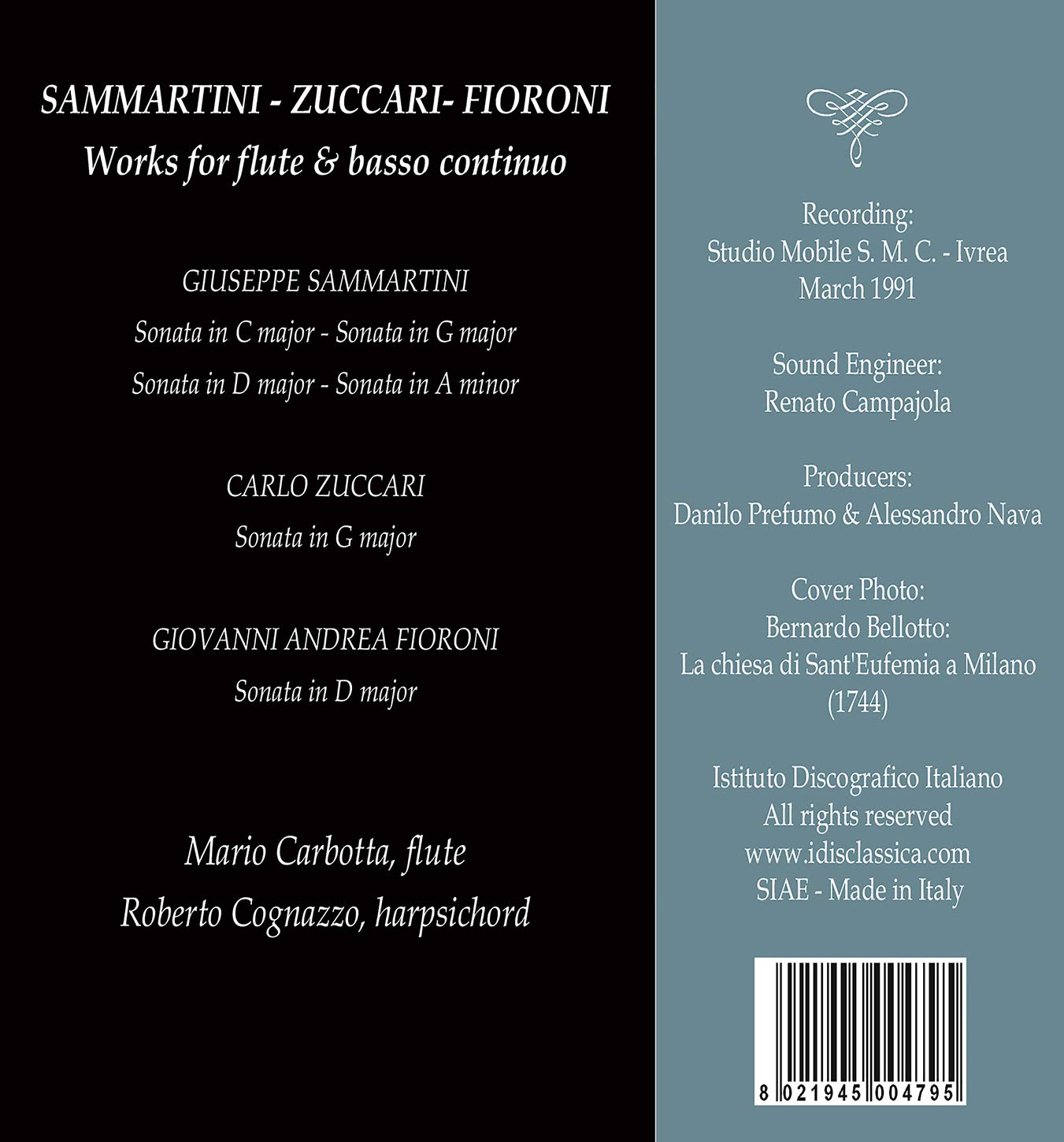 Sammartini - Zuccari - Fioroni: Sonatas for Flute & Basso co