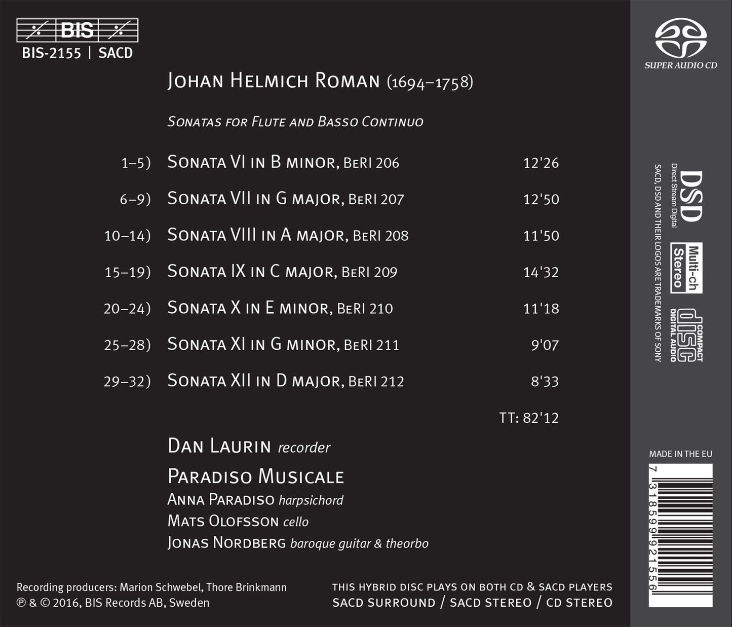J.H. Roman: The 12 Flute Sonatas, Nos. 6-12