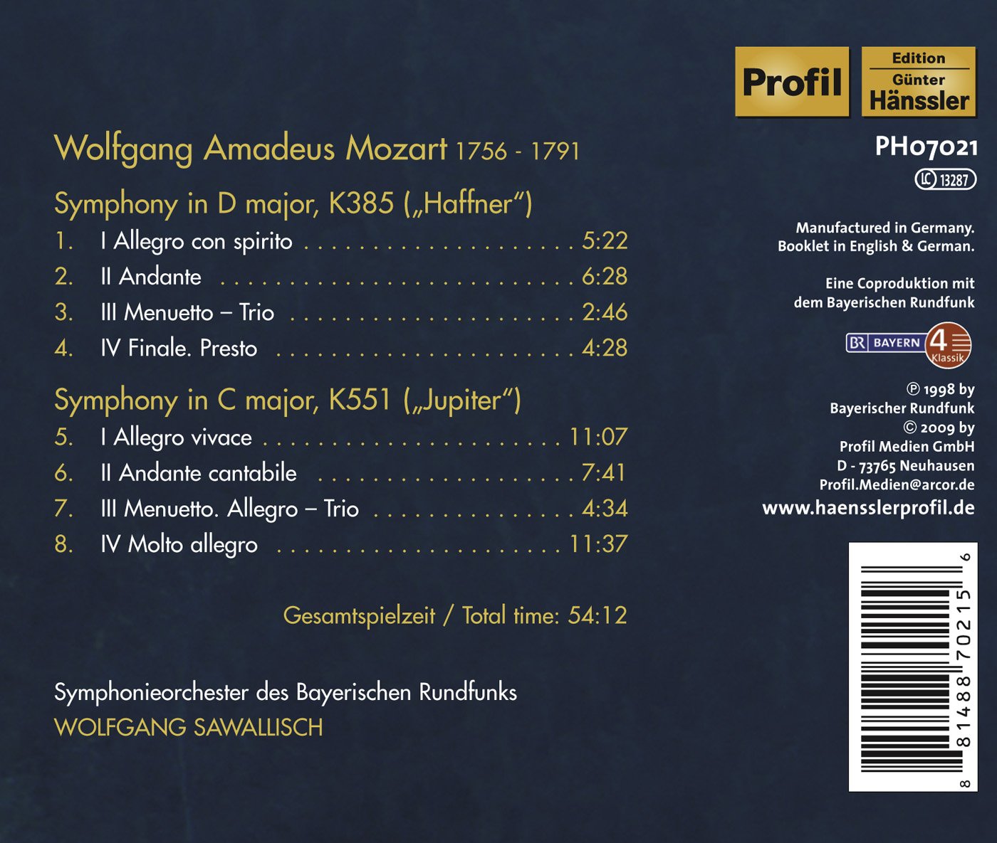 Mozart, W.A.: Symphonies Nos. 35, "Haffner" and 41, "Jupiter