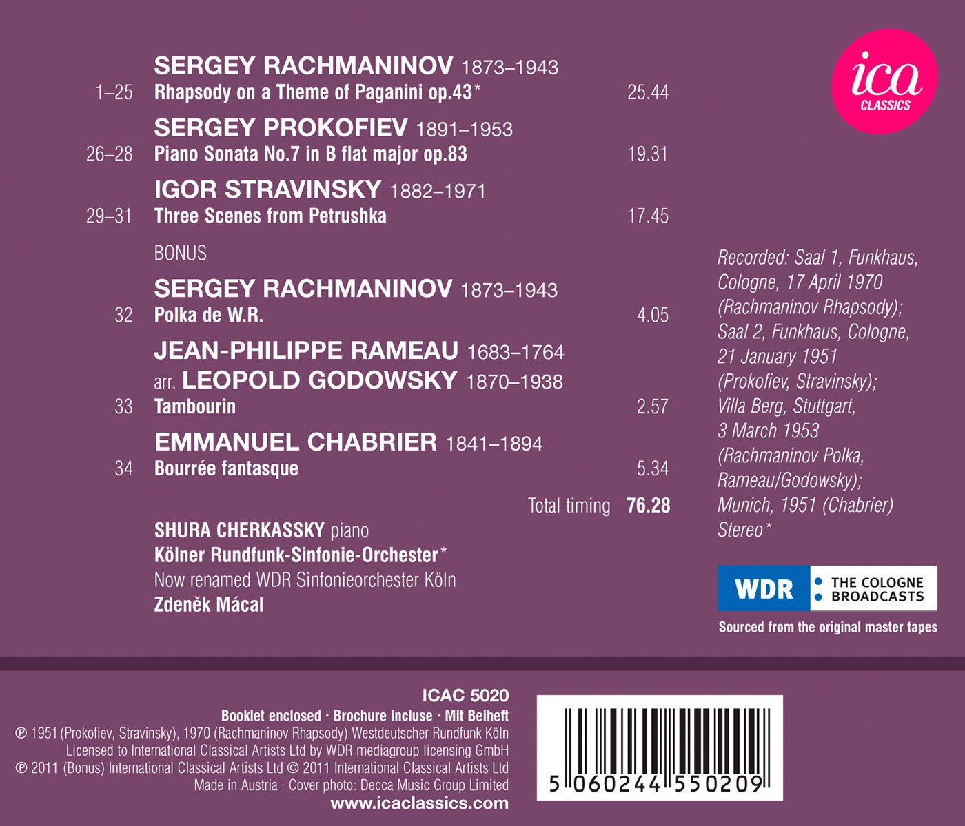 Rachmaninov: Rhapsody on a Theme of Paganini - Prokofiev: Pi