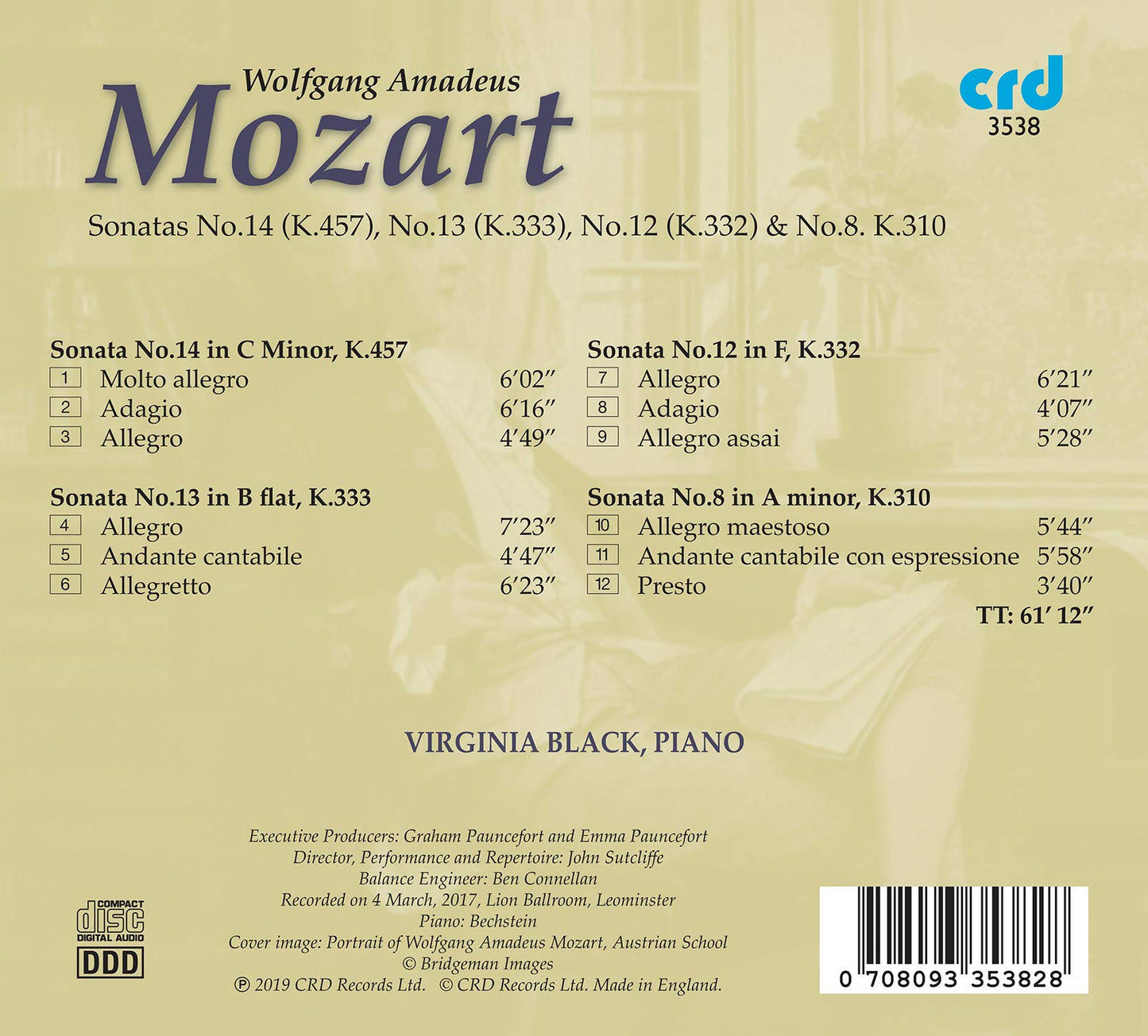Mozart: Sonatas Nos. 8, 12, 13, 14