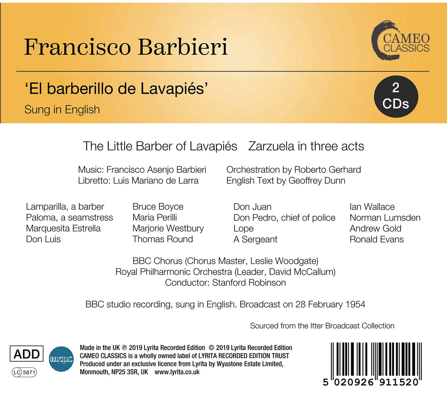 Barbieri: El barberillo de Lavapies