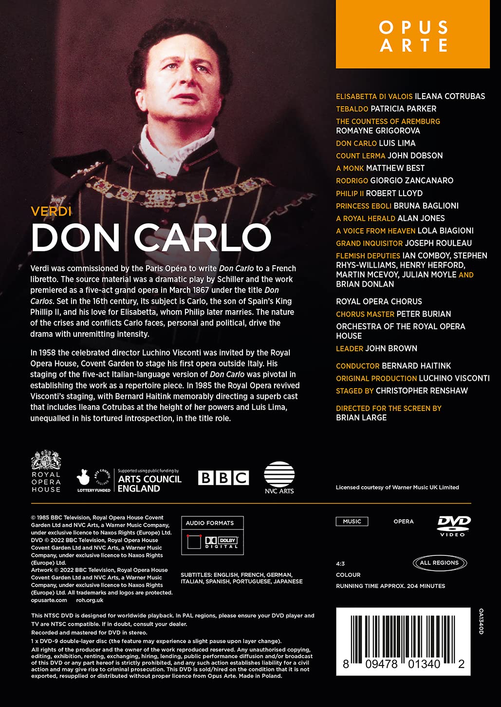 Verdi: Don Carlo  Ileana Cotrubas, Patricia Parker, Romayne Grigorova, Luis Lima, John Dobson, Matthew Best, Giorgio Z