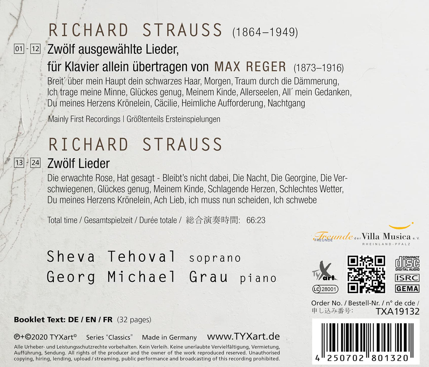 Reger & Strauss: Lieder mit und ohne Worte