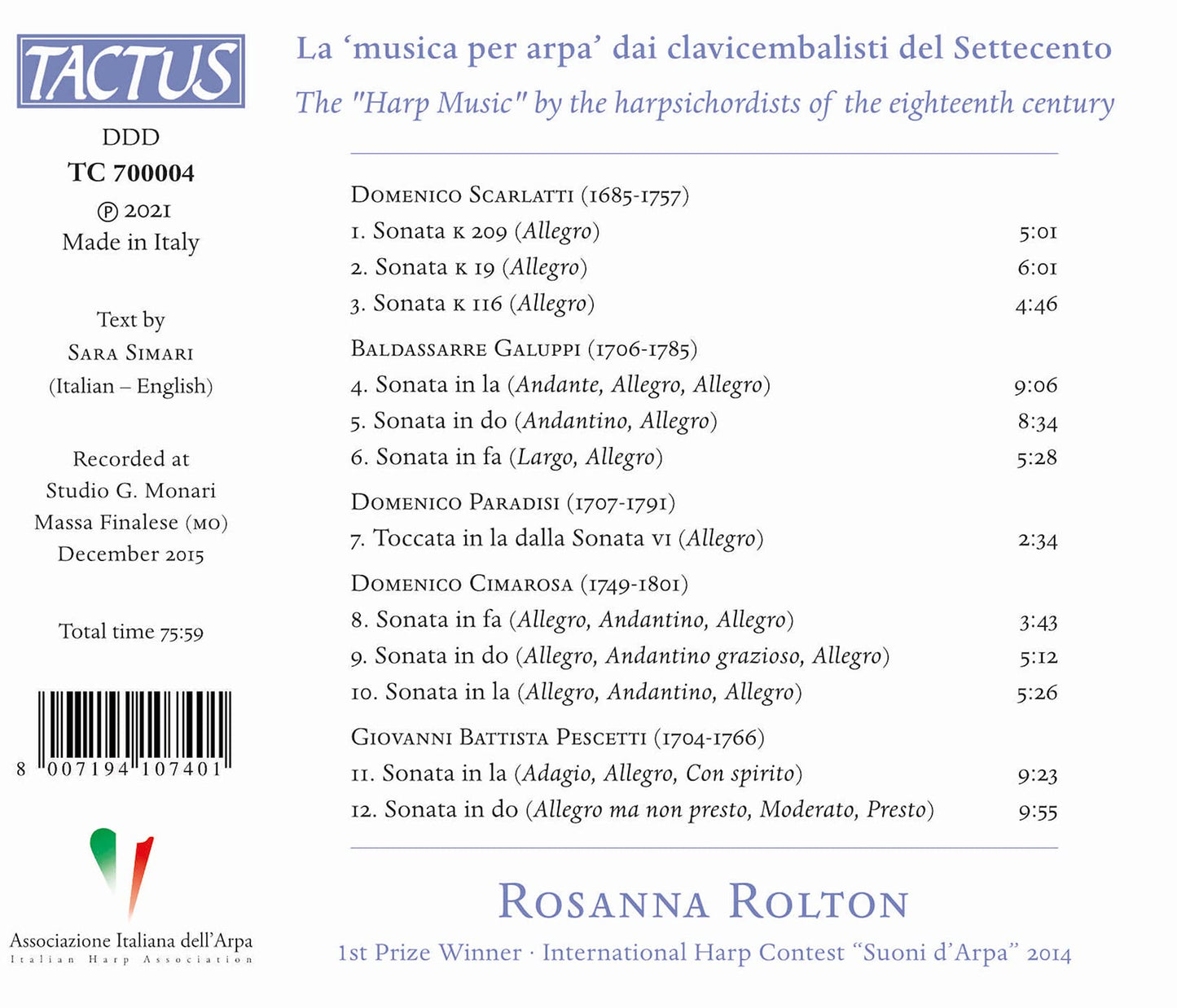 La musica "per arpa"