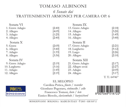 Albinoni: 6 Sonatas from Trattenimenti armonici per camera,