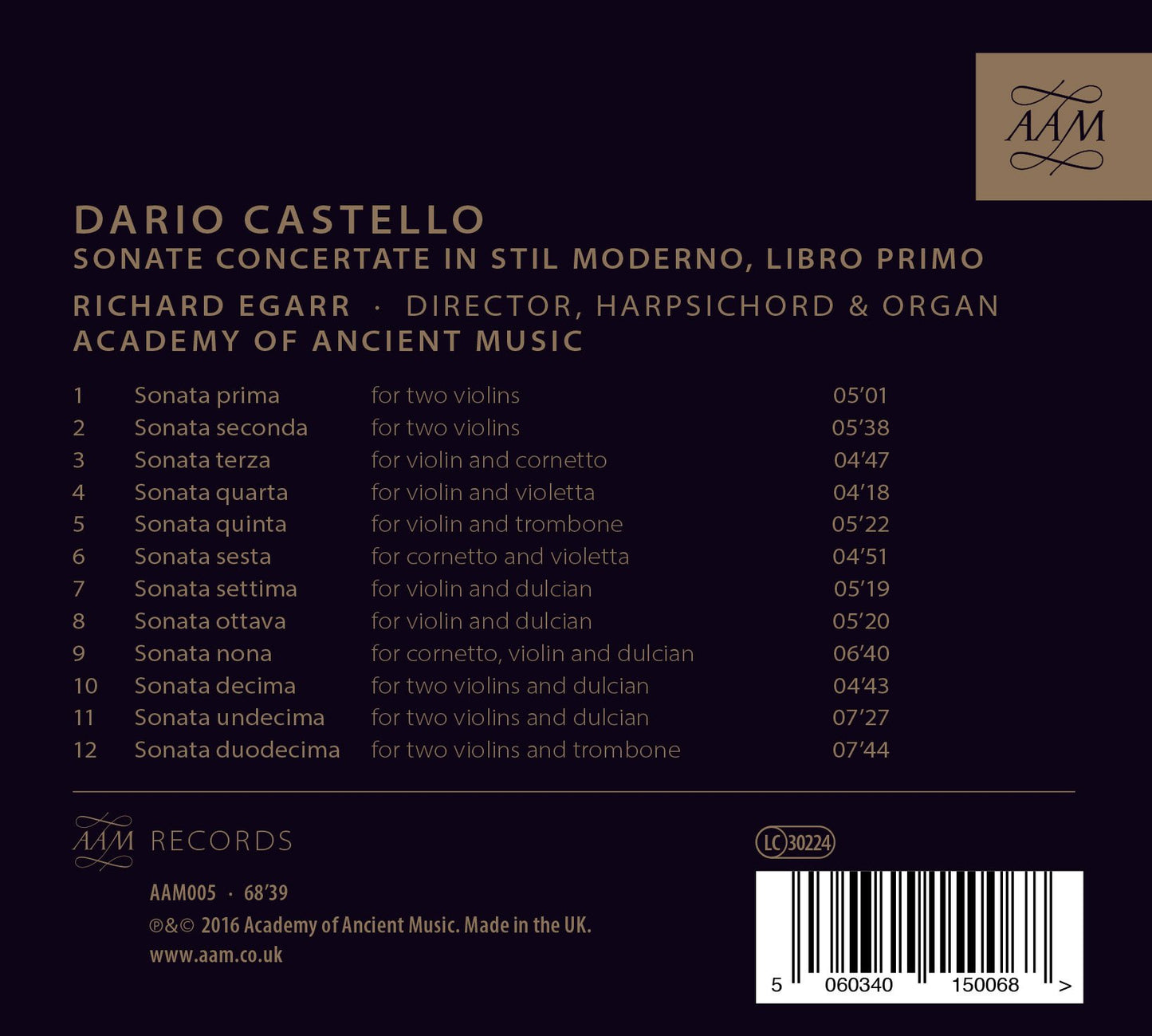 Castello: Sonate concertate in stil moderno, Vol. 1