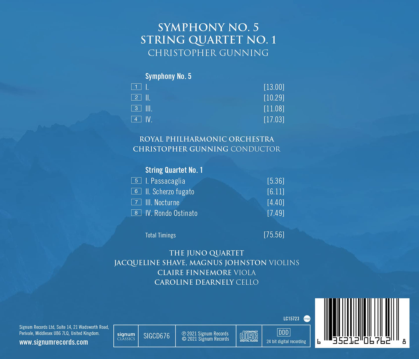 Christopher Gunning: Symphony No. 5 - String Quartet No. 1