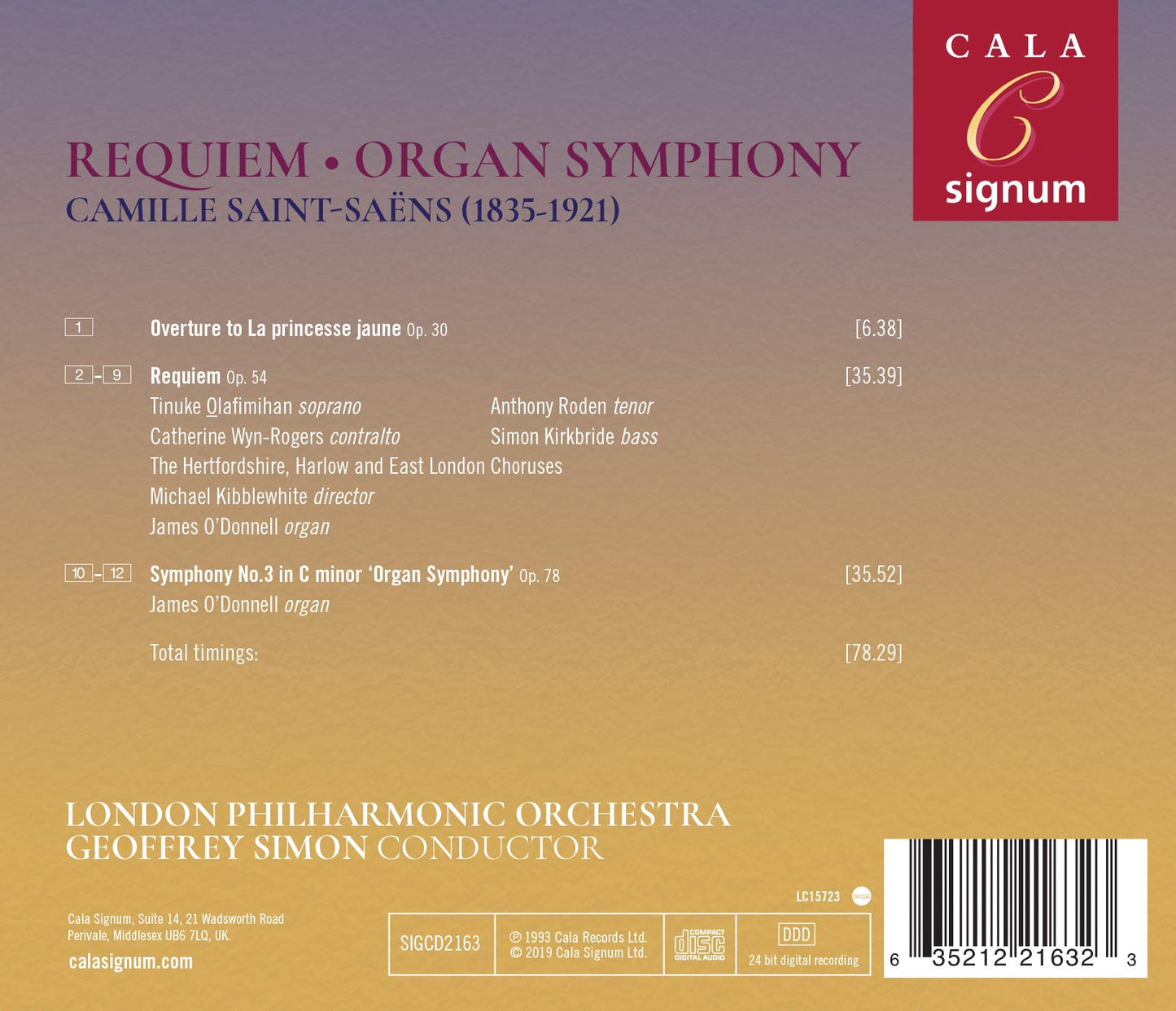 Saint-Saëns: Requiem, Organ Symphony
