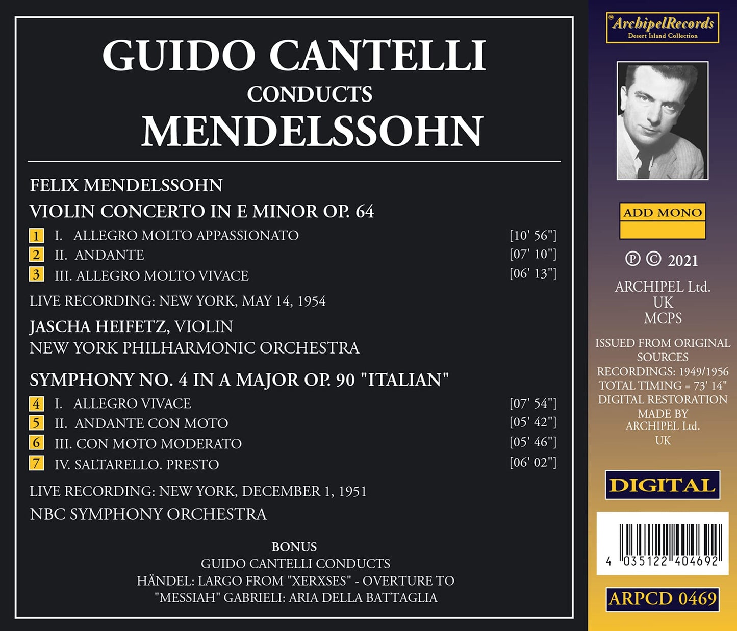 Guido Cantelli with Jascha Heifetz Mendelssohn Concerto