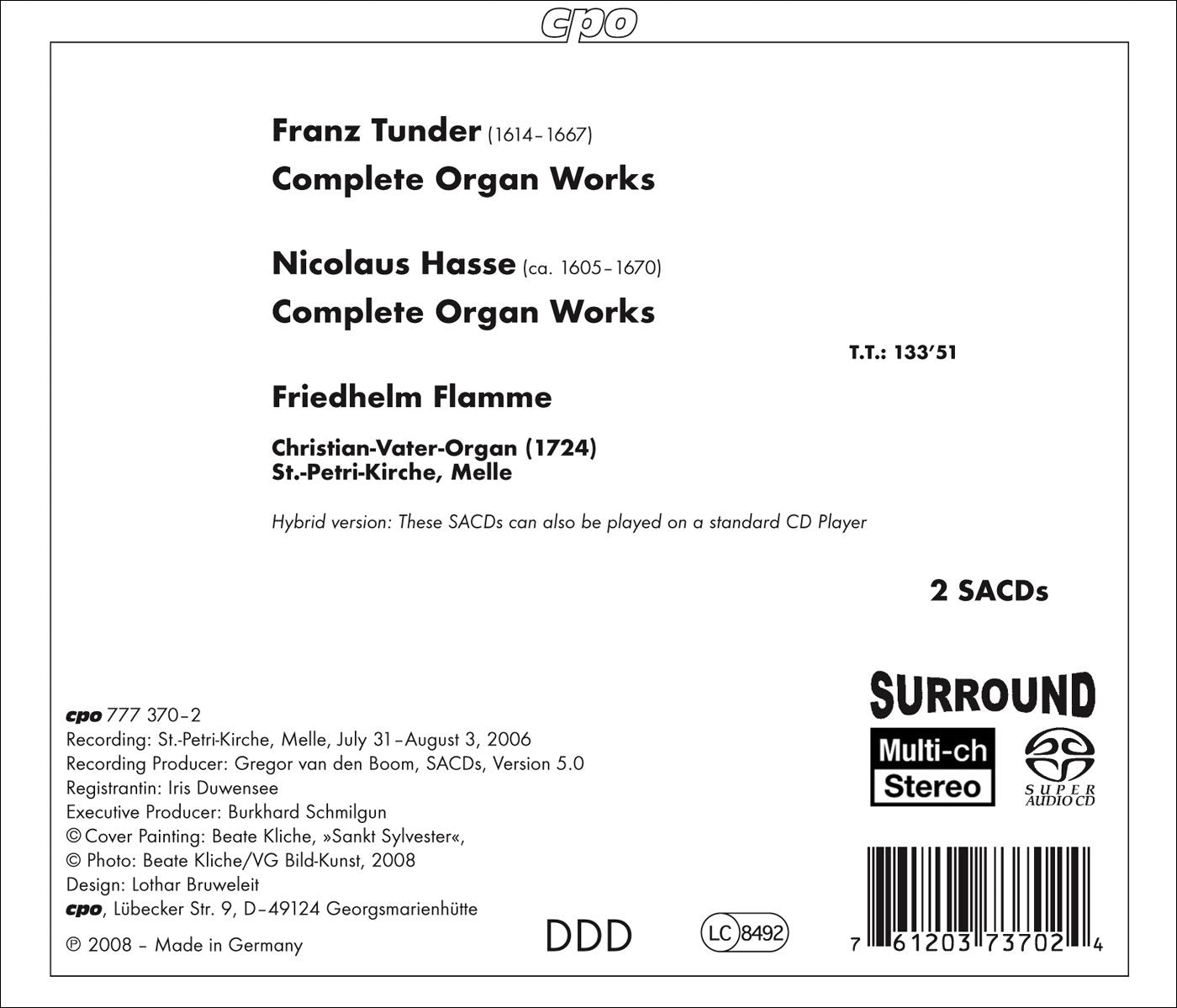 Tunder - Hasse: Complete Organ Music