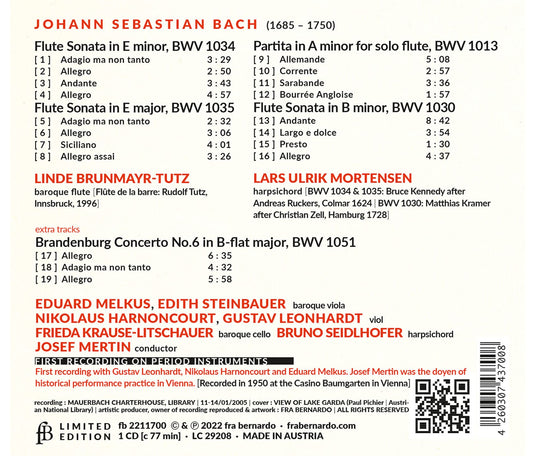 J.S. Bach: Flute Sonatas BWV 1030, 1034 & 1035, Partita BWV