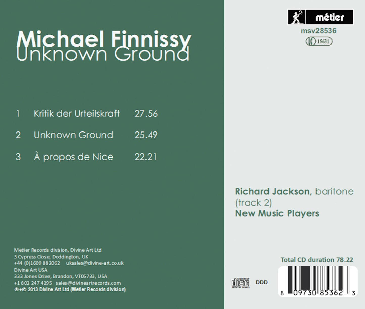 Finnissy: Unknown Ground - Kritik der Urteilskraft - À propo
