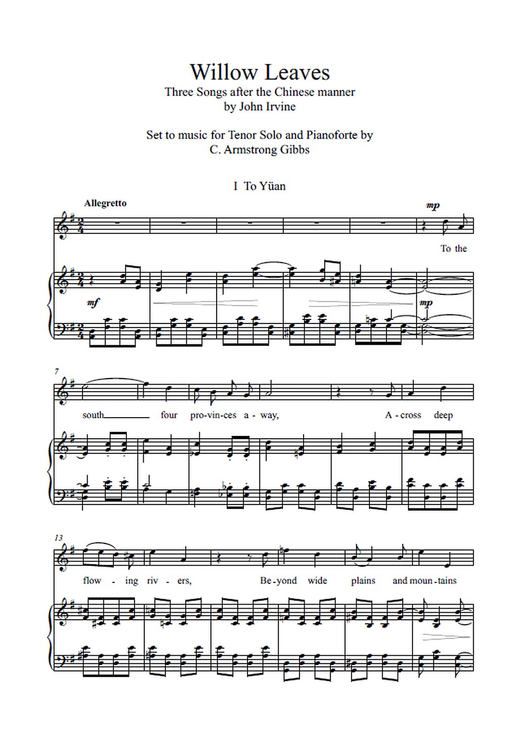 Gibbs: Four Songs for Tenor Voice