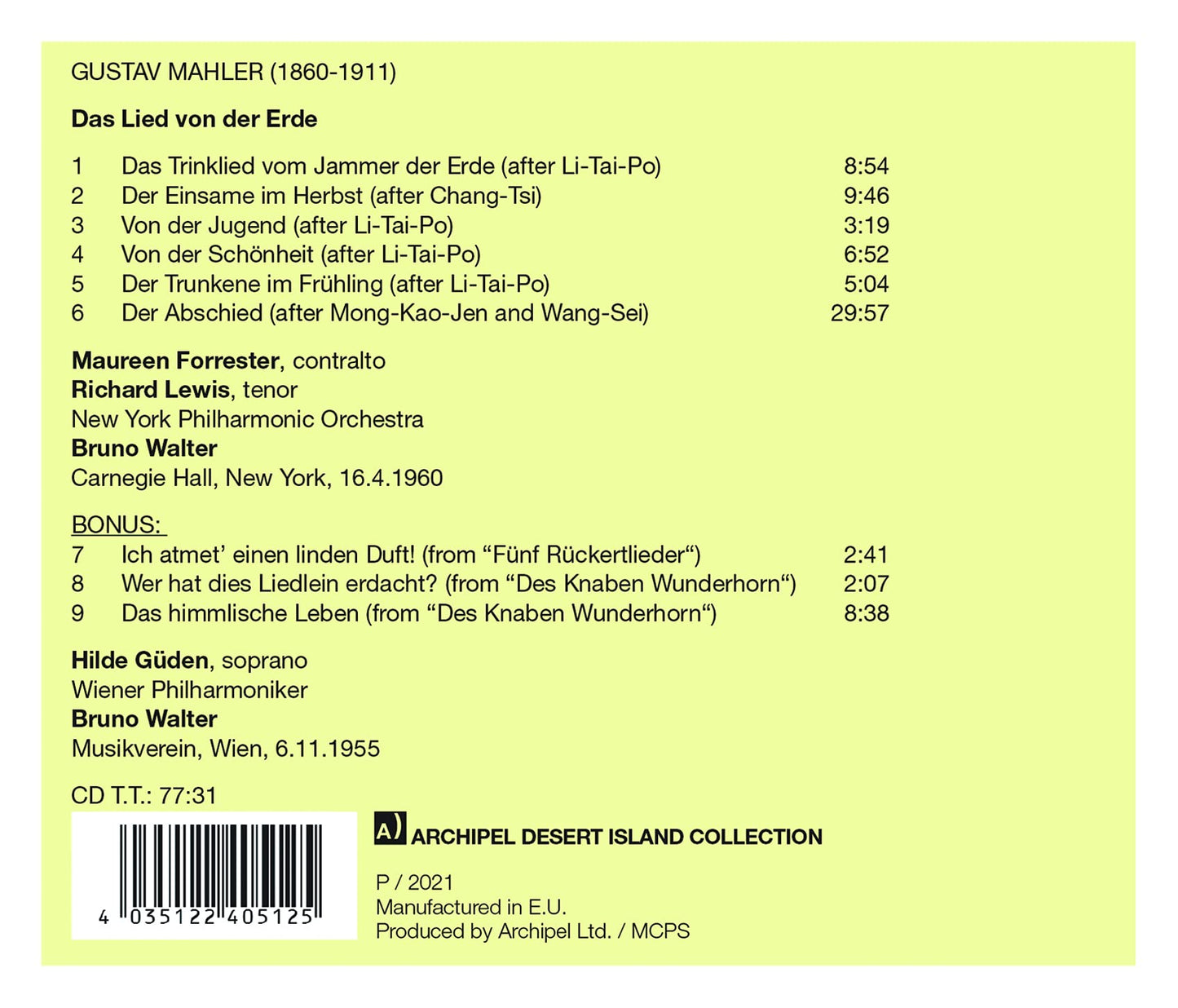 Mahler: Das Lied von der Erde