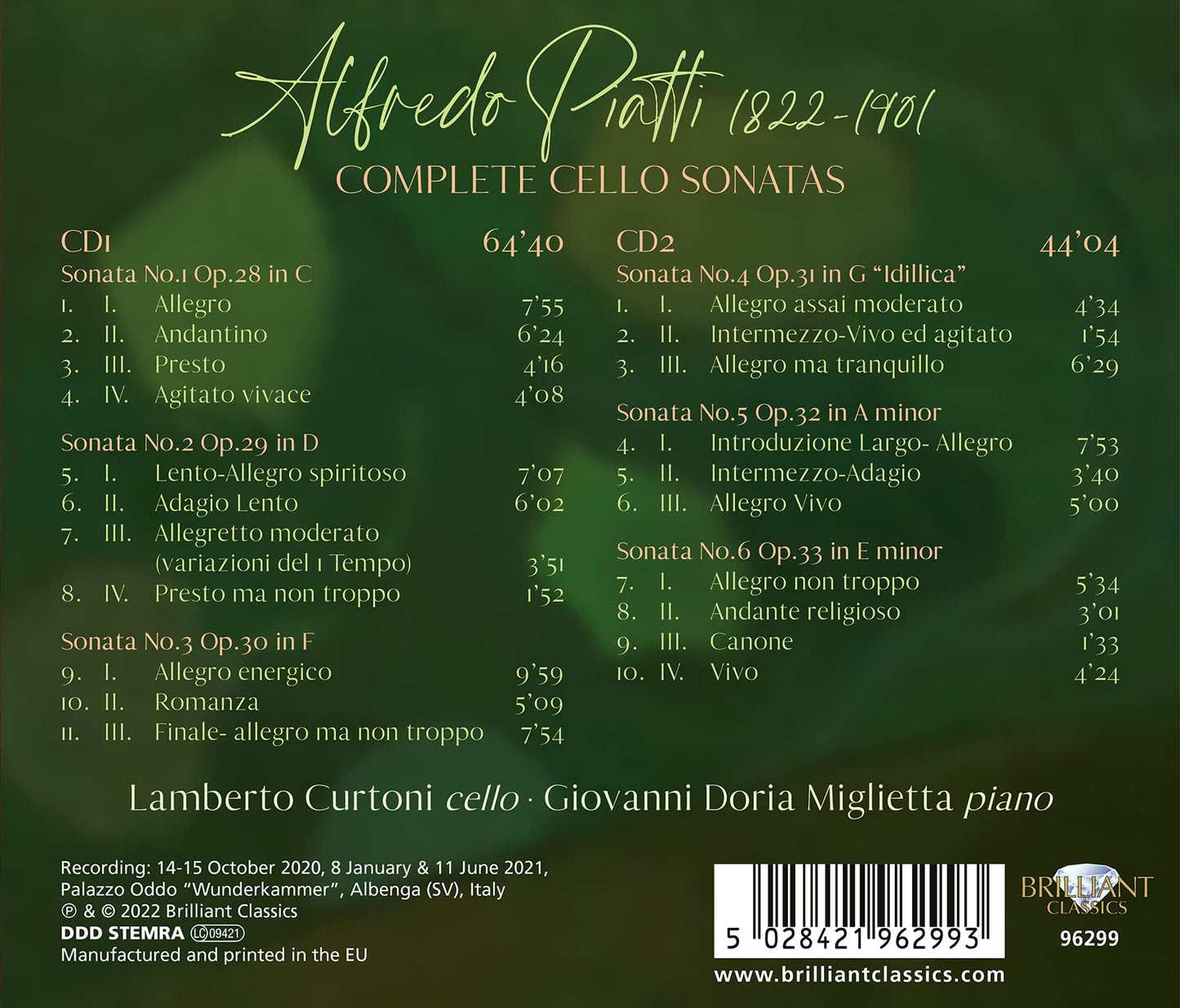 Piatti: Complete Cello Sonatas