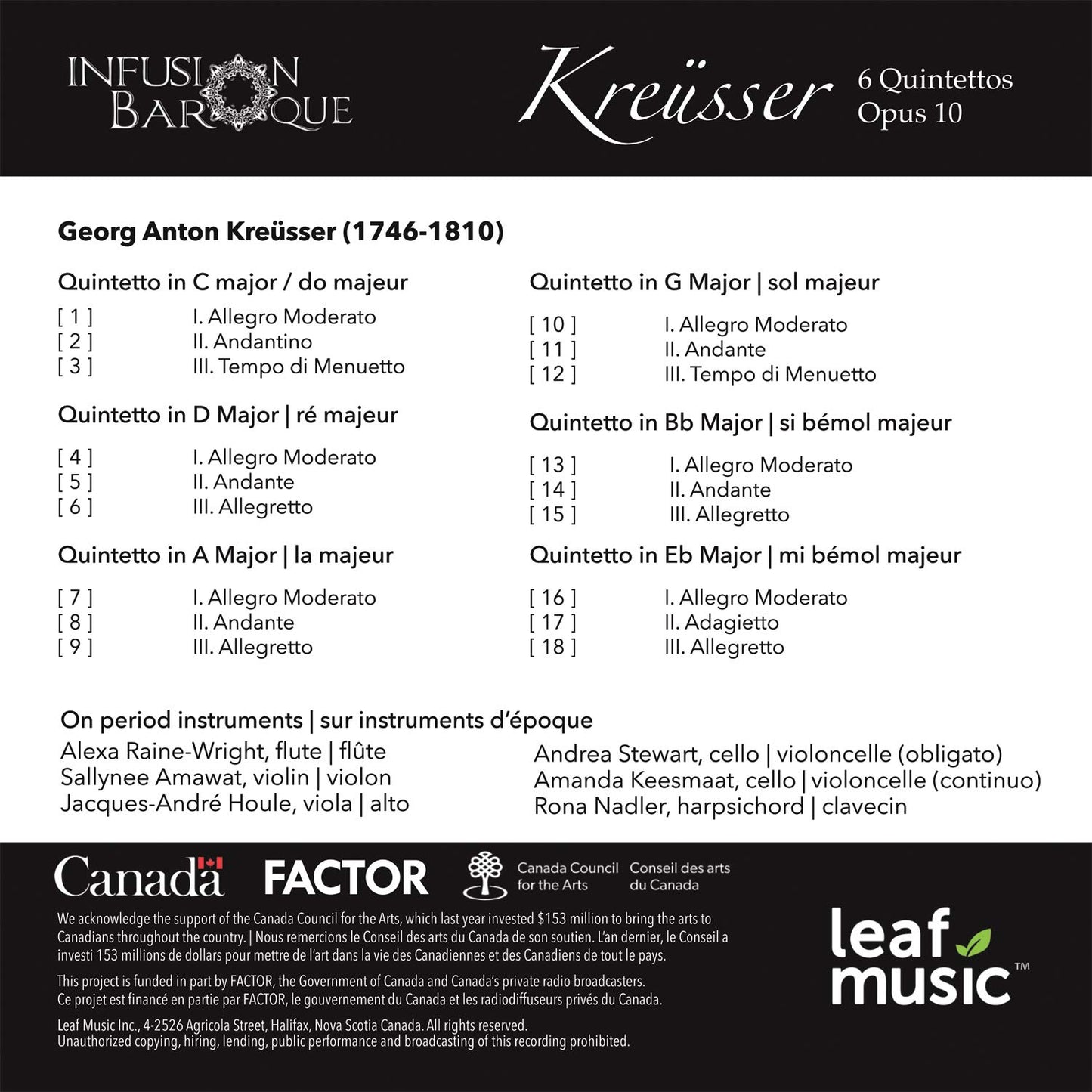 Kreüsser: 6 Flute Quintettos, Op. 10