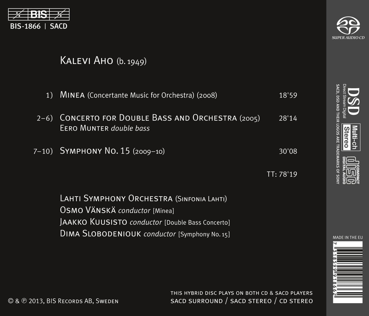 Aho: Symphony No. 15, Double Bass Concerto & Minea