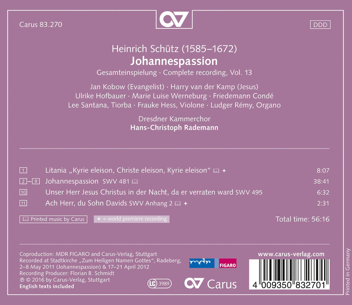 Schütz: Johannespassion, SWV 481