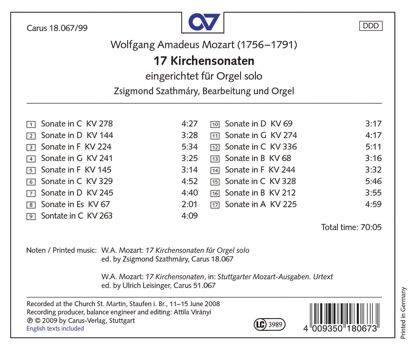 Mozart: 17 Church Sonatas