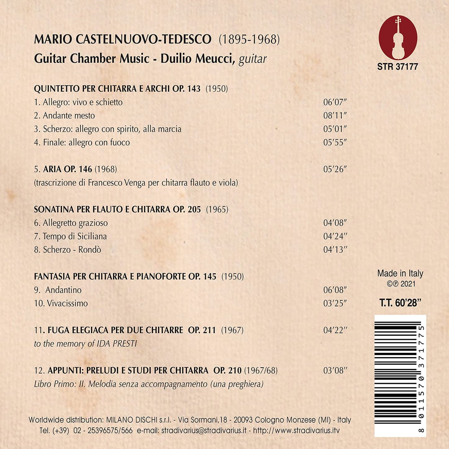 Castelnuovo-Tedesco: Notes - Guitar Chamber Music