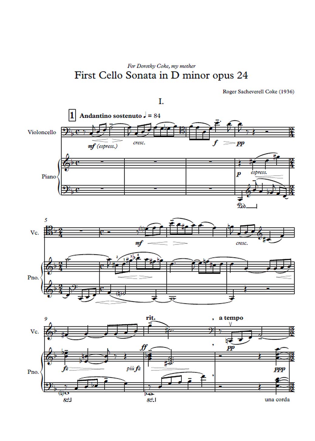 FIRST CELLO SONATA