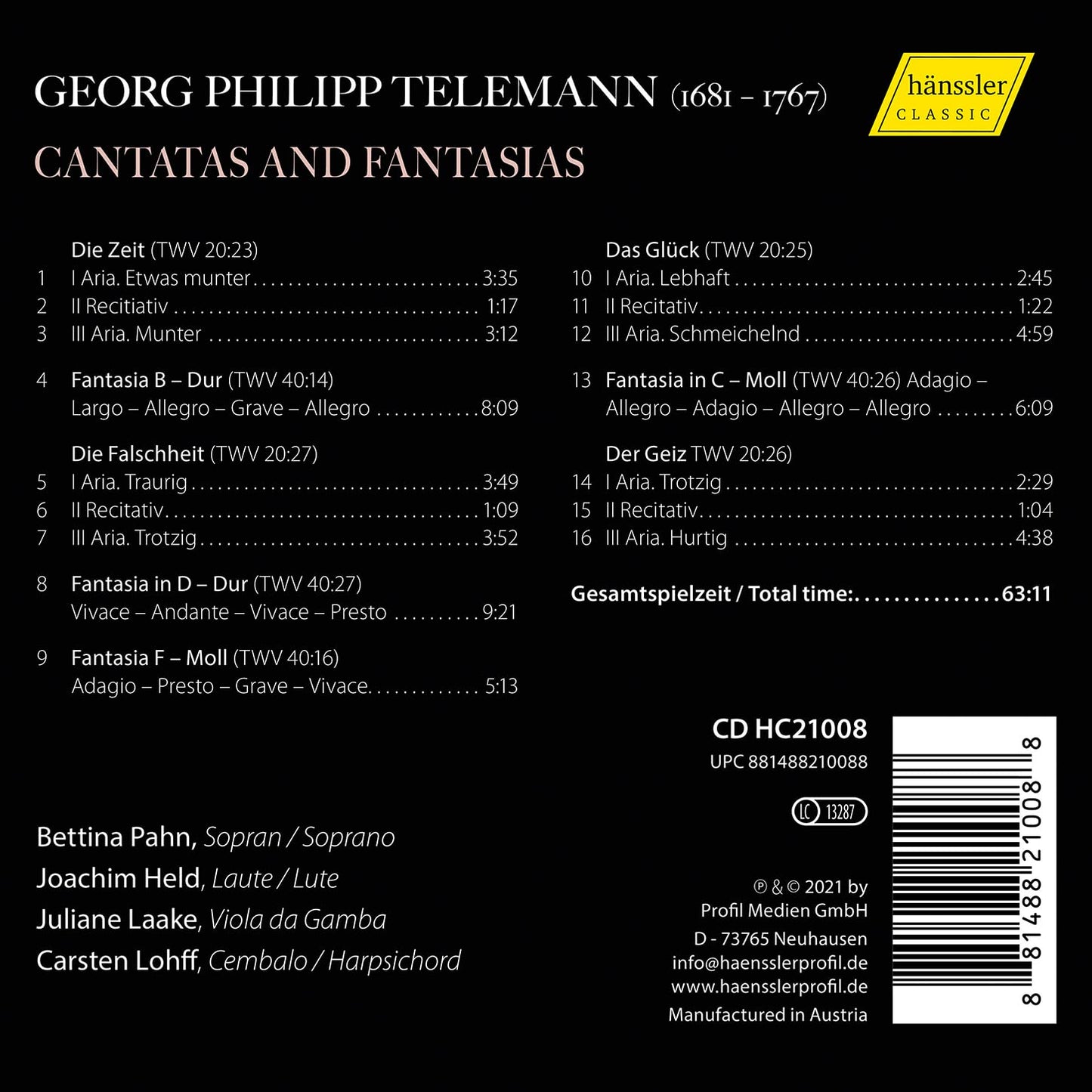Telemann: Cantatas and Fantasias