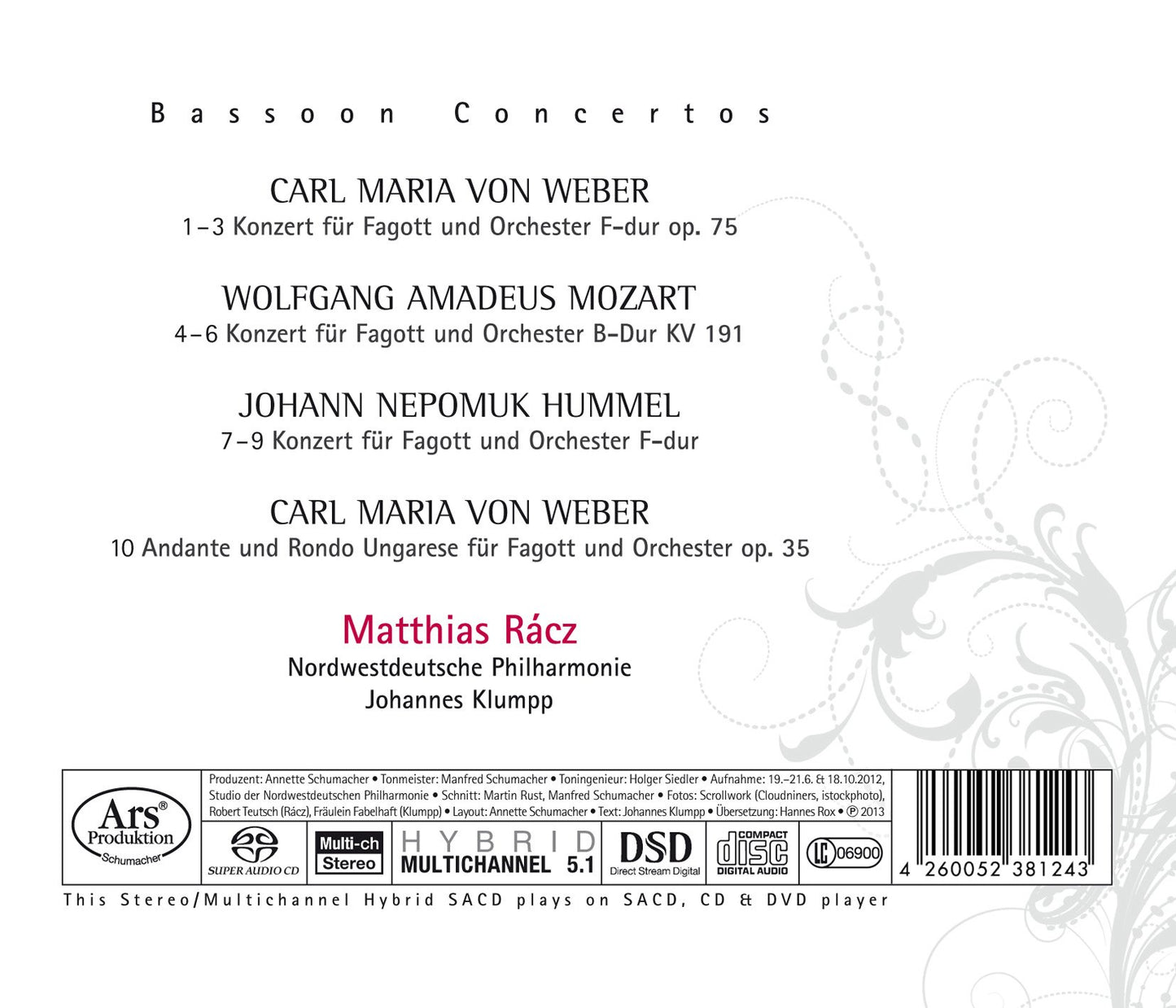 Weber, Mozart & Hummel: Bassoon Concertos