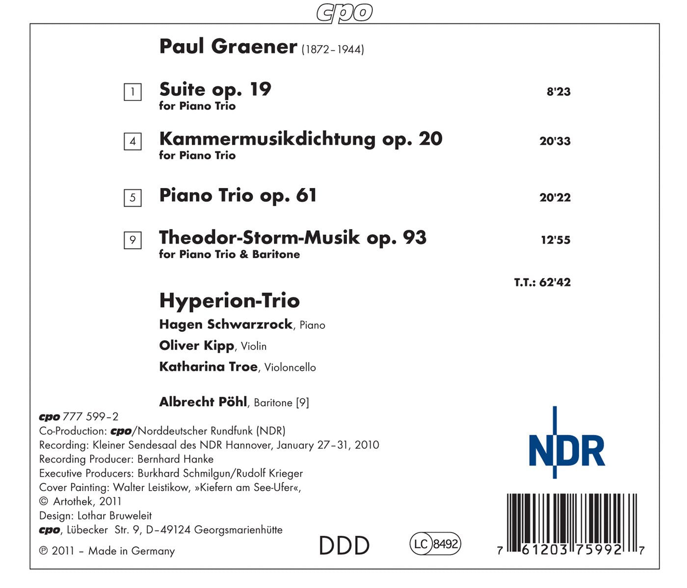Graener: Works for Piano Trio