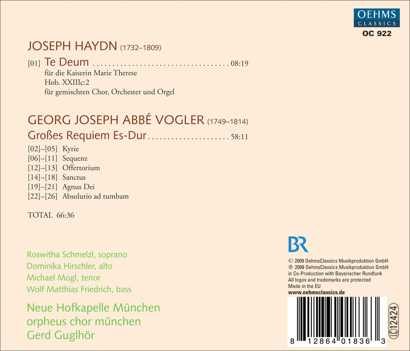 Haydn, J.: Te Deum for the Empress Marie Therese / Vogler, A