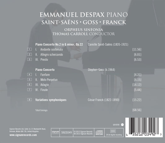 Saint-Saëns: Piano Concerto No. 2 - Goss: Piano Concerto - F