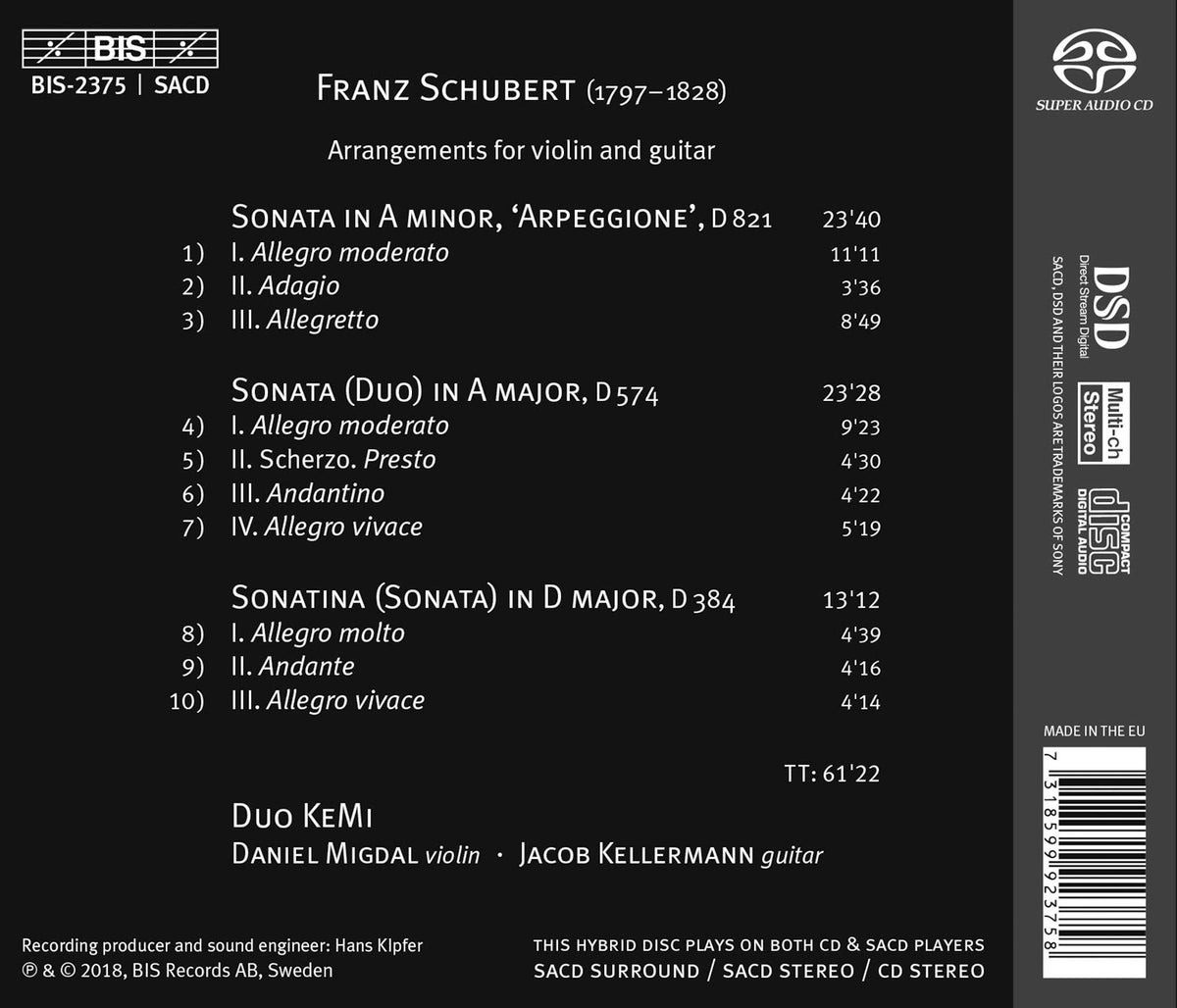 Schubert: Sonatas (Arr. for Violin & Guitar)
